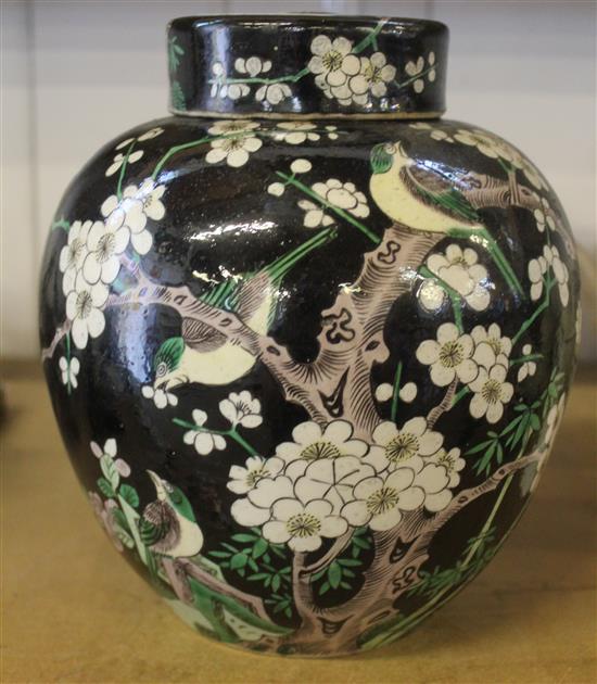 Chinese black ground ginger jar